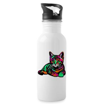 Cat - Water bottle with straw - white - Right