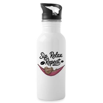 Sip, Relax, Repeat - Water bottle with straw - white - Right