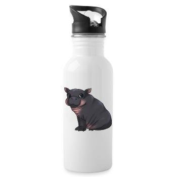 Mignon bébé hippopotame - Alarme de câlin ! - Gourde avec paille intégrée - blanc - Droite