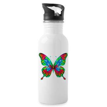 Butterfly - Water bottle with straw - white - Right