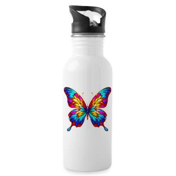 Papillon - Gourde avec paille intégrée - blanc - Droite