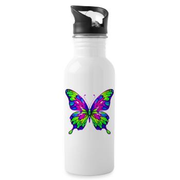 Butterfly - Water bottle with straw - white - Right