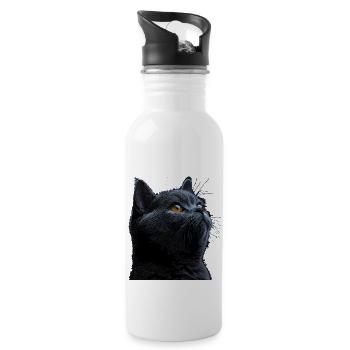 Die charmante Britisch Kurzhaar - Trinkflasche mit integriertem Trinkhalm - Weiß - Rechts
