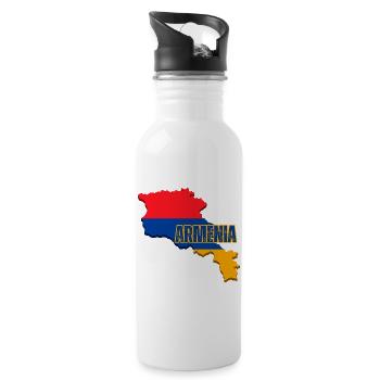Armenia Flag, Armenia Flag Map, Armenia Flag - Water bottle with straw - white - Right