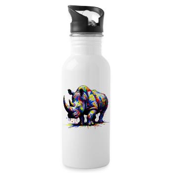 Nashorn - Trinkflasche mit integriertem Trinkhalm - Weiß - Rechts