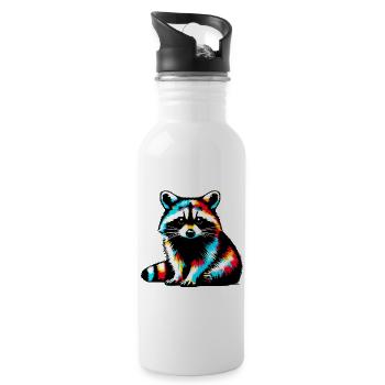 Waschbär - Trinkflasche mit integriertem Trinkhalm - Weiß - Rechts