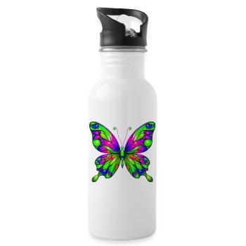 Papillon - Gourde avec paille intégrée - blanc - Droite