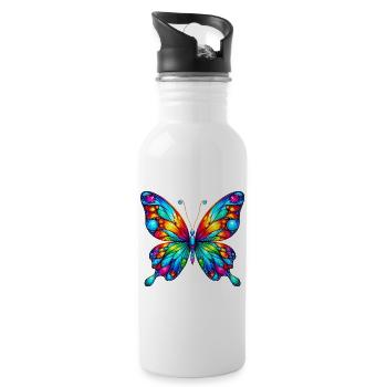 Papillon - Gourde avec paille intégrée - blanc - Droite