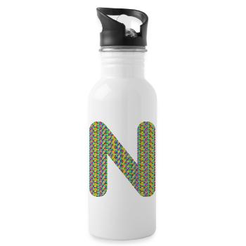 Buntes Herz N Design – Einzigartig & Stylisch! - Trinkflasche mit integriertem Trinkhalm - Weiß - Rechts