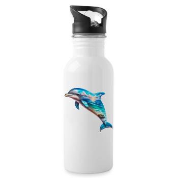 Delfin - Trinkflasche mit integriertem Trinkhalm - Weiß - Rechts
