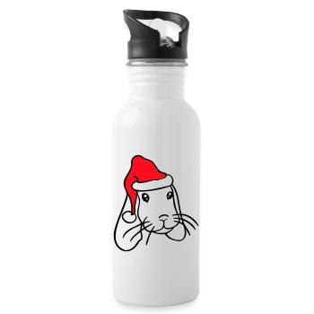 Lapin Père Noël Père Noël Chapeau Chapeau Cadeau - Gourde avec paille intégrée - blanc - Droite