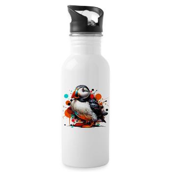 Papageitaucher - Trinkflasche mit integriertem Trinkhalm - Weiß - Rechts