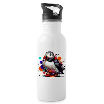 Papageitaucher - Trinkflasche mit integriertem Trinkhalm - Weiß - Rechts
