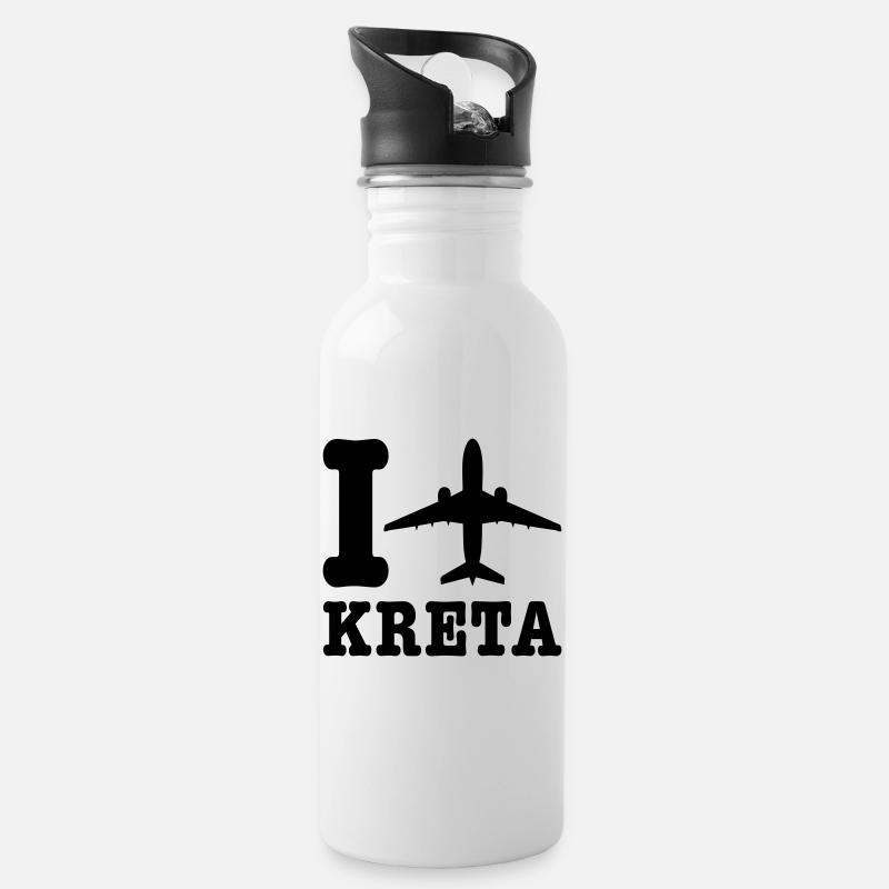 Crete Holidays - Water bottle with straw - white