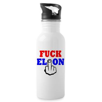 Fuck elon - Water bottle with straw - white - Right