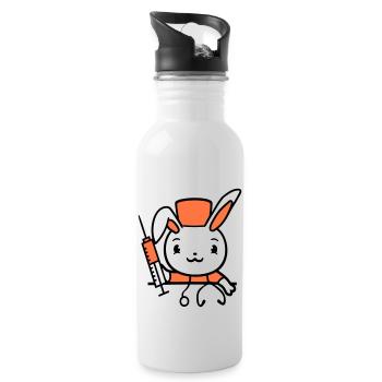 Bunny Doctor Seringue Infirmière Hôpital - Gourde avec paille intégrée - blanc - Droite