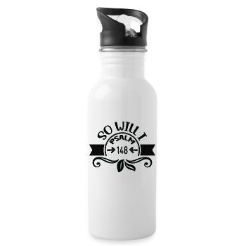 Psalm 148 - so auch ich - Trinkflasche mit integriertem Trinkhalm - Weiß - Rechts