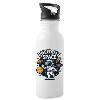 Astronaut "I need my space" - Trinkflasche mit integriertem Trinkhalm - Weiß - Rechts