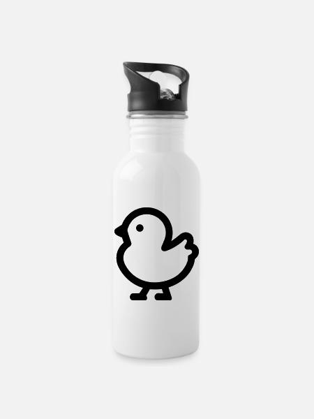 Küken - Trinkflasche mit integriertem Trinkhalm - Weiß