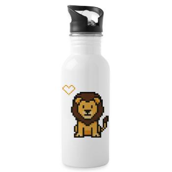 Lion Pixel - Gourde avec paille intégrée - blanc - Droite