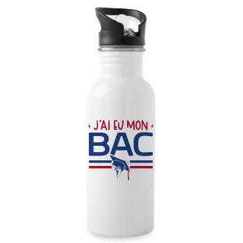 J'ai eu mon Bac | Le Cadeau Pour le Bac - Gourde avec paille intégrée - blanc - Droite