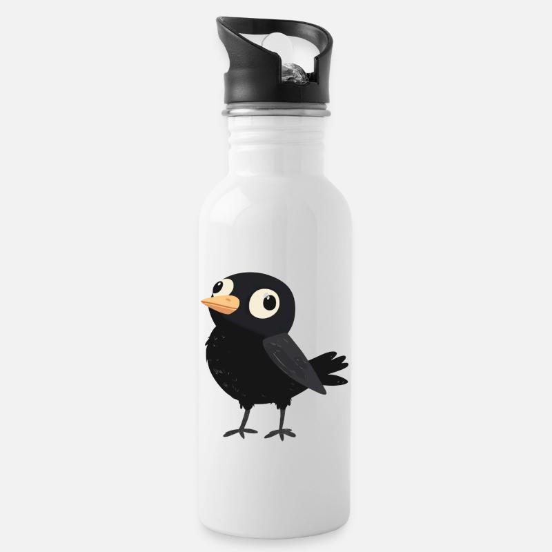 petit oiseau stupide - Gourde avec paille intégrée - blanc