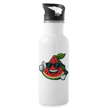 Erfrischende Wassermelone Sommerfrucht Cool Daumen - Trinkflasche mit integriertem Trinkhalm - Weiß - Rechts