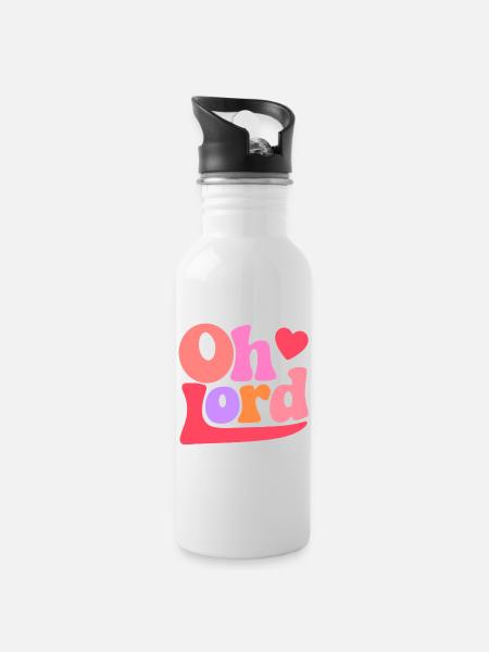 Oh Lord - Water bottle with straw - white