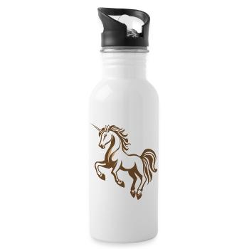 Einhorn - Trinkflasche mit integriertem Trinkhalm - Weiß - Rechts