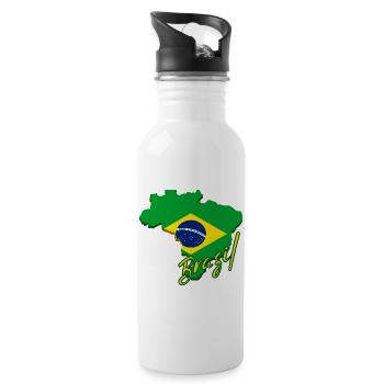 Map of Brazil, flag of Brazil - Water bottle with straw - white - Right