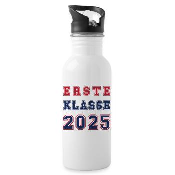 ERSTE KLASSE 2025 - Erstklässler Einschulung - Trinkflasche mit integriertem Trinkhalm - Weiß - Rechts