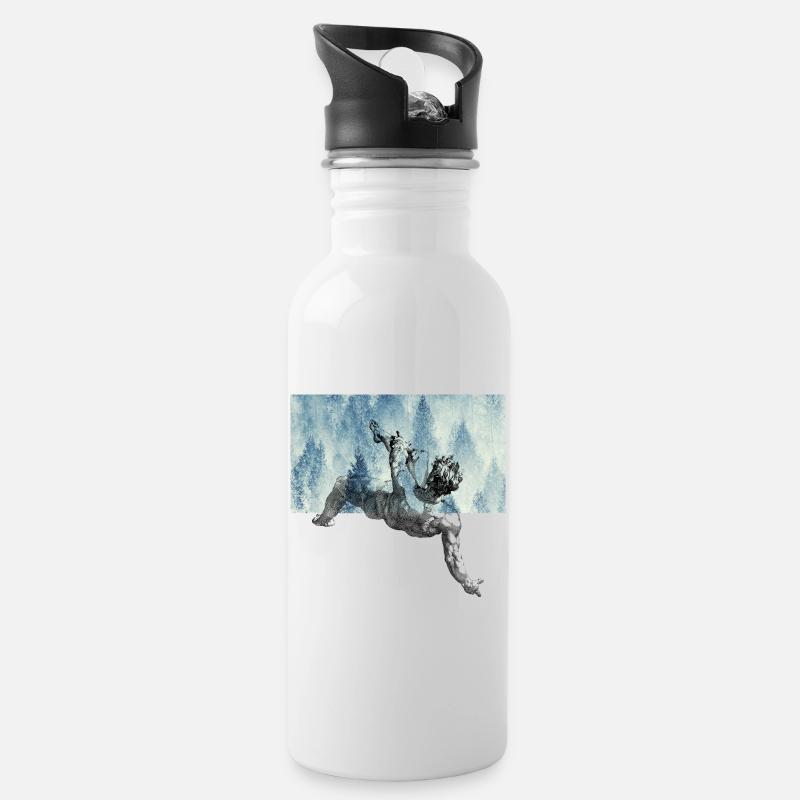 Fall of the Majestic Icarus - Water bottle with straw - white