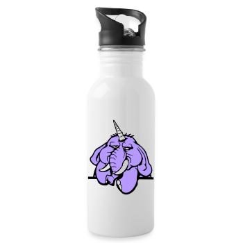 Unicorn, elephant, bad-tempered, angry, sad - Water bottle with straw - white - Right