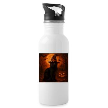 Cadeau de costume de chat citrouille d’Halloween - Gourde avec paille intégrée - blanc - Droite