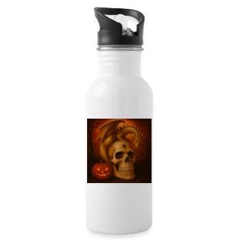 Halloween Kürbis gruselig Skelett Geschenk - Trinkflasche mit integriertem Trinkhalm - Weiß - Rechts