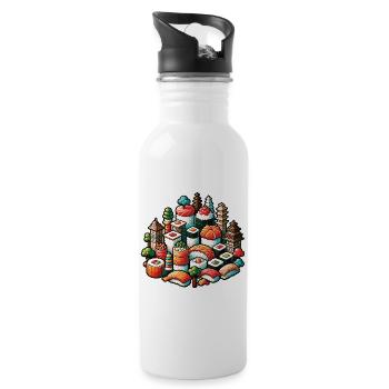 Großstadt Tokio Japan Sushi - Trinkflasche mit integriertem Trinkhalm - Weiß - Rechts