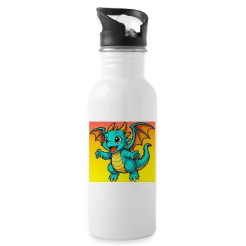 dragon - Water bottle with straw - white - Right