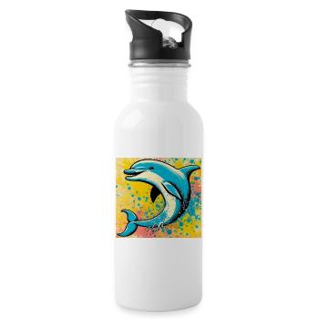 dolphin - Water bottle with straw - white - Right