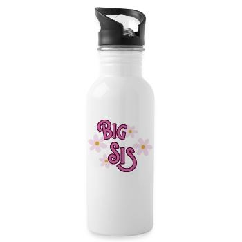 Big Sister – Geschwister Outfit - Trinkflasche mit integriertem Trinkhalm - Weiß - Rechts