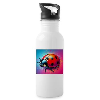 Marienkäfer - Trinkflasche mit integriertem Trinkhalm - Weiß - Rechts