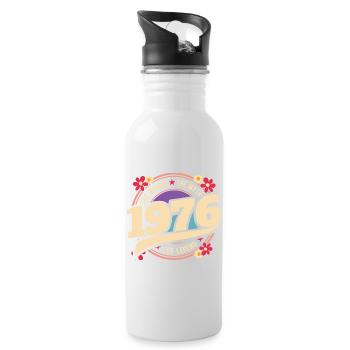 1976 Légende 50 Ans Anniversaire Femme - Gourde avec paille intégrée - blanc - Droite