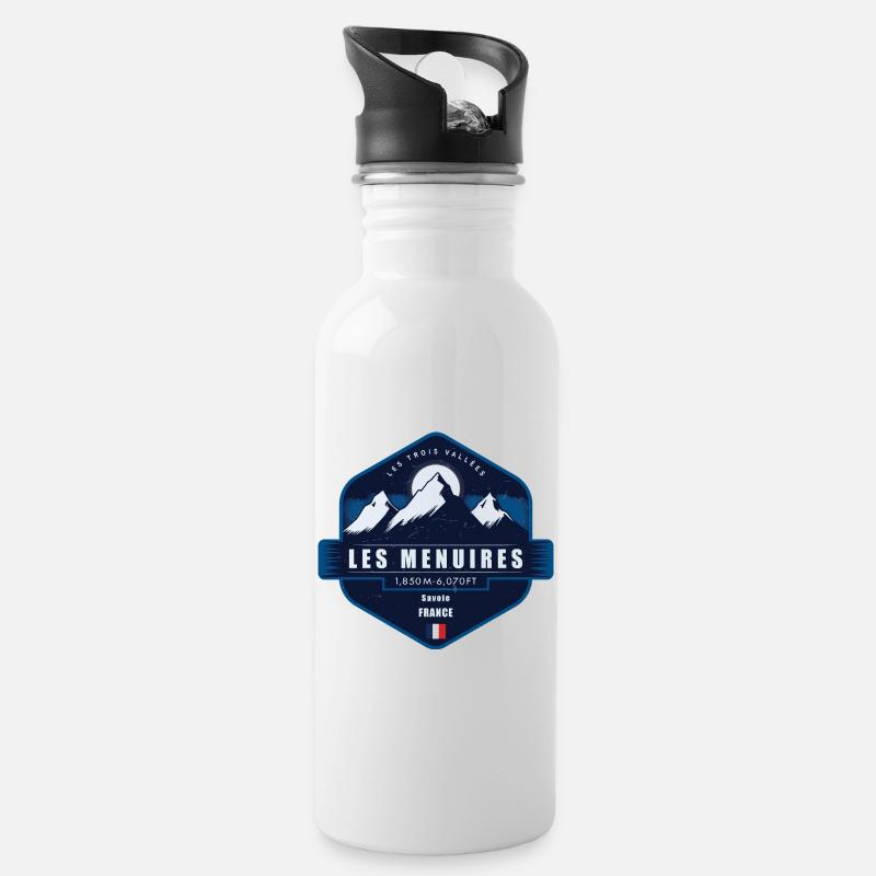 Les Menuires, Les Trois Vallées, Frankreich - Trinkflasche mit integriertem Trinkhalm - Weiß