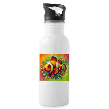 Poisson-clown - Gourde avec paille intégrée - blanc - Droite