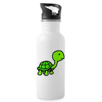 Turtle long neck smiling happy funny - Water bottle with straw - white - Right