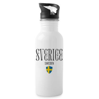 Swedish patriot, minimalist sleek design - Water bottle with straw - white - Right