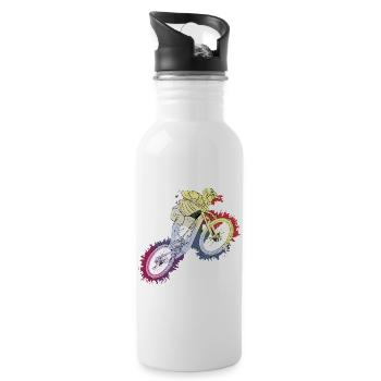 Rainbow-style mountain bike adventure - Water bottle with straw - white - Right