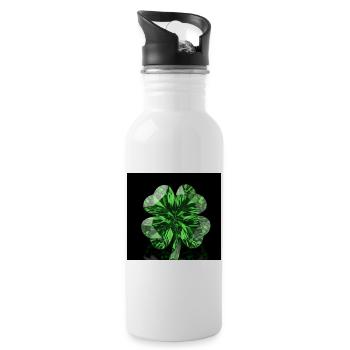 Clover green - Water bottle with straw - white - Right