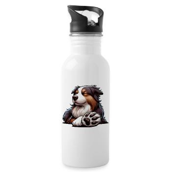 Australian Shepherd Aussie Aussiebesitzer Aussies - Trinkflasche mit integriertem Trinkhalm - Weiß - Rechts