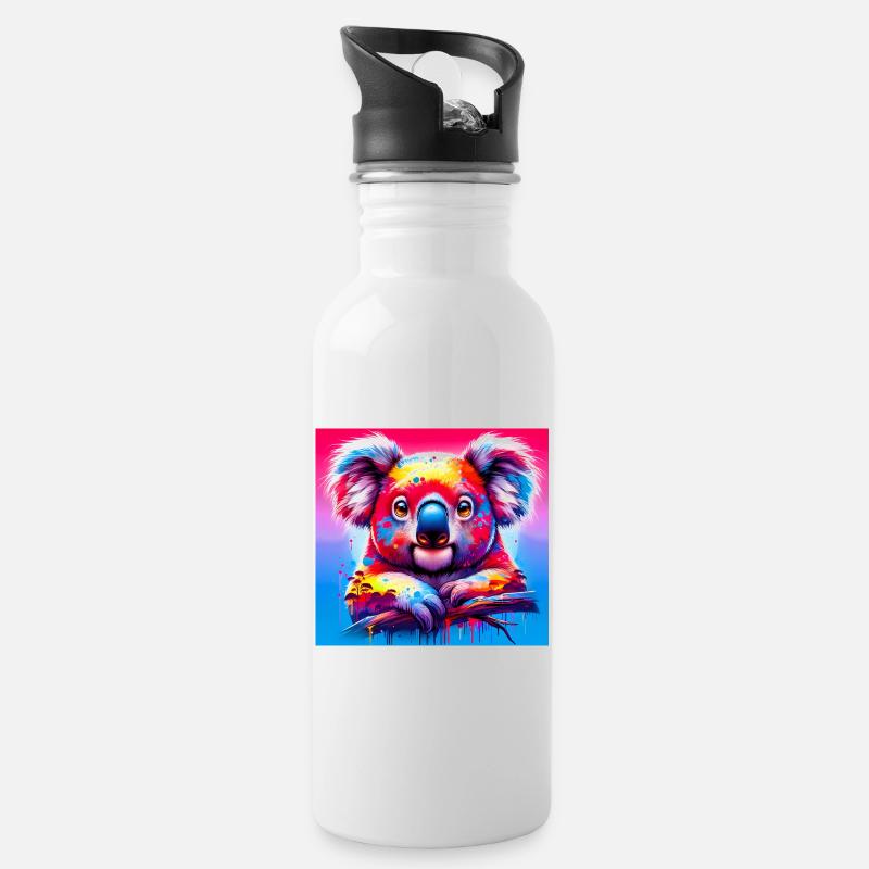 Koala - Trinkflasche mit integriertem Trinkhalm - Weiß