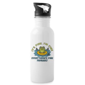 Humorous frog on swollen root - Water bottle with straw - white - Right